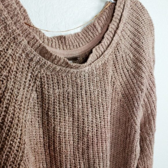 Free People Electric City Ribbed Sweater Knit Pullover Cotton/Linen Boho size L - Picture 7 of 10